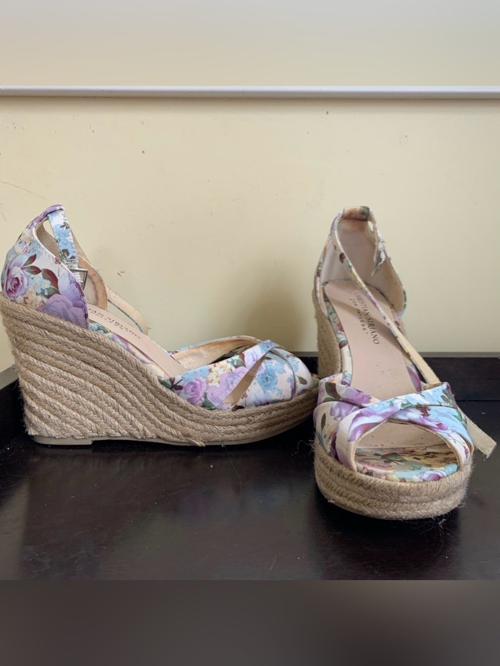 Floral Espadrille Wedge Sandals - Neutral Floral